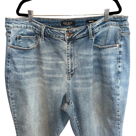 Judy Blue Boot Cut Jeans Womens Size 2XL/3XL Blue 5 Pocket High Rise Raw Hem - Picture 2 of 11